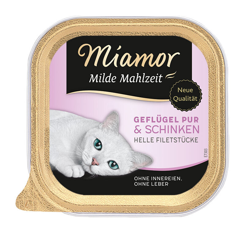 Miamor Nassfutter Miamor Milde Mahlzeit Geflügel pur & Schinken 64x100 g