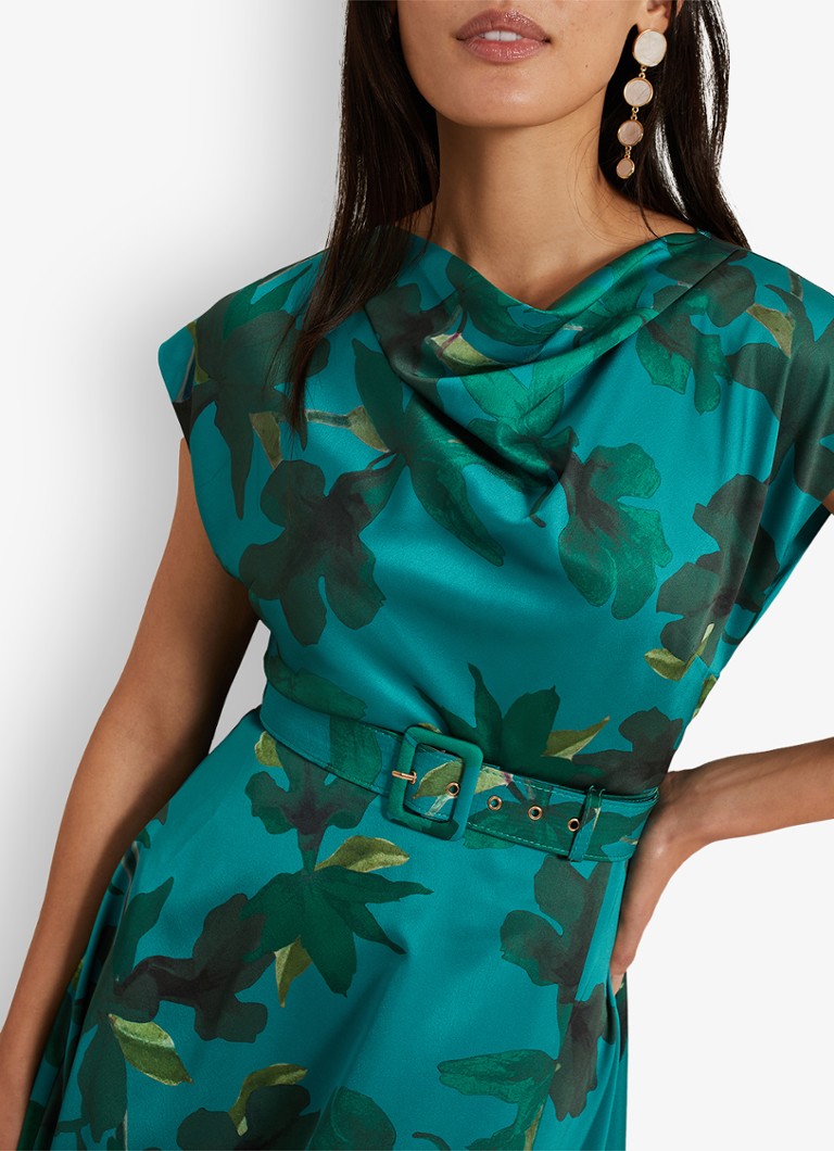 Vestido midi estampado Sabrianna de Phase Eight con cinturón.