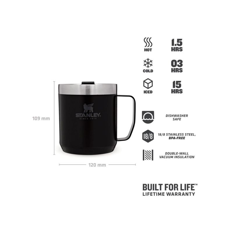 Stanley Campingbecher, Classic Legendary Camp Mug 12oz \/ 350ml Matte Black Pebble
