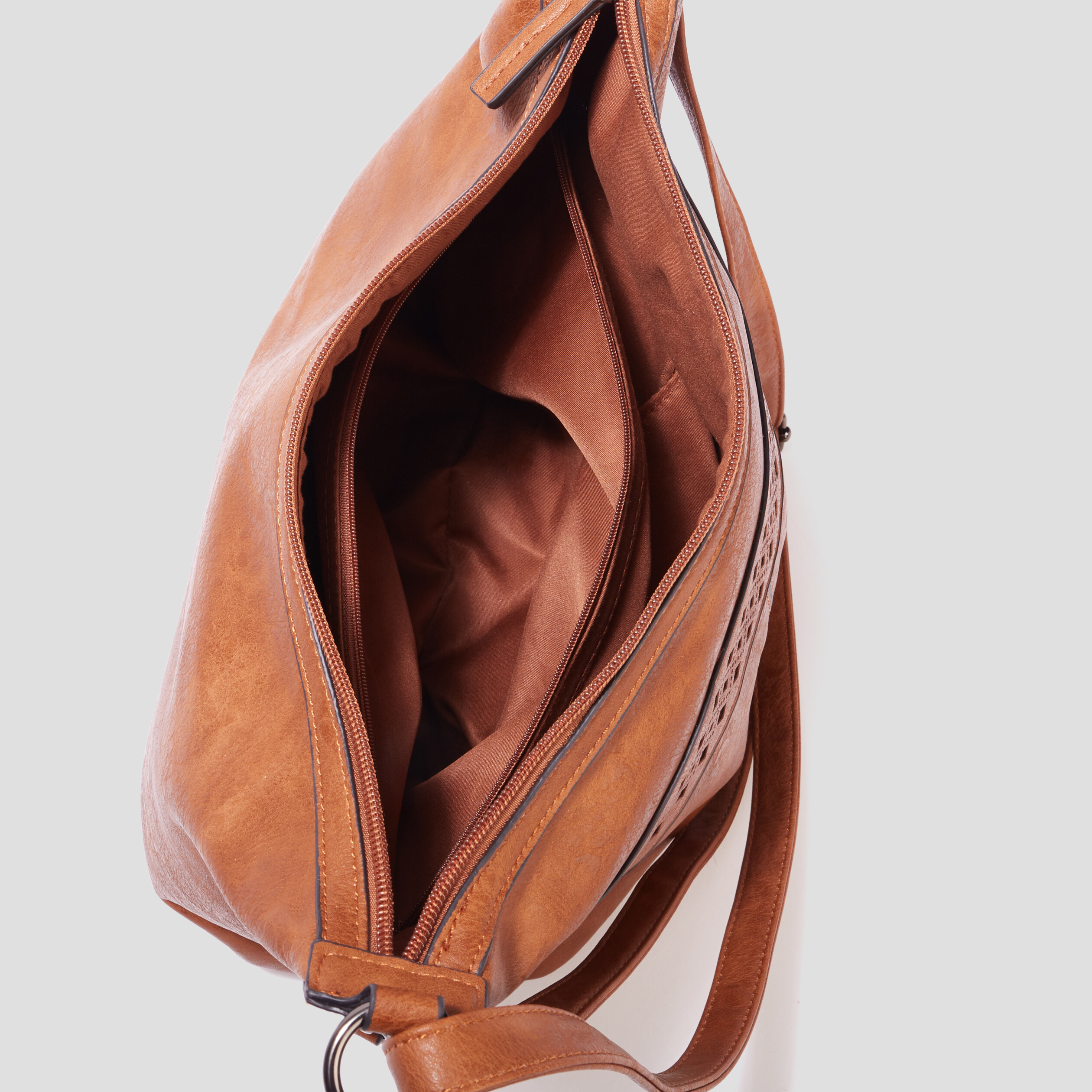 Sac seau avec perforations marron cognac femme | La Halle