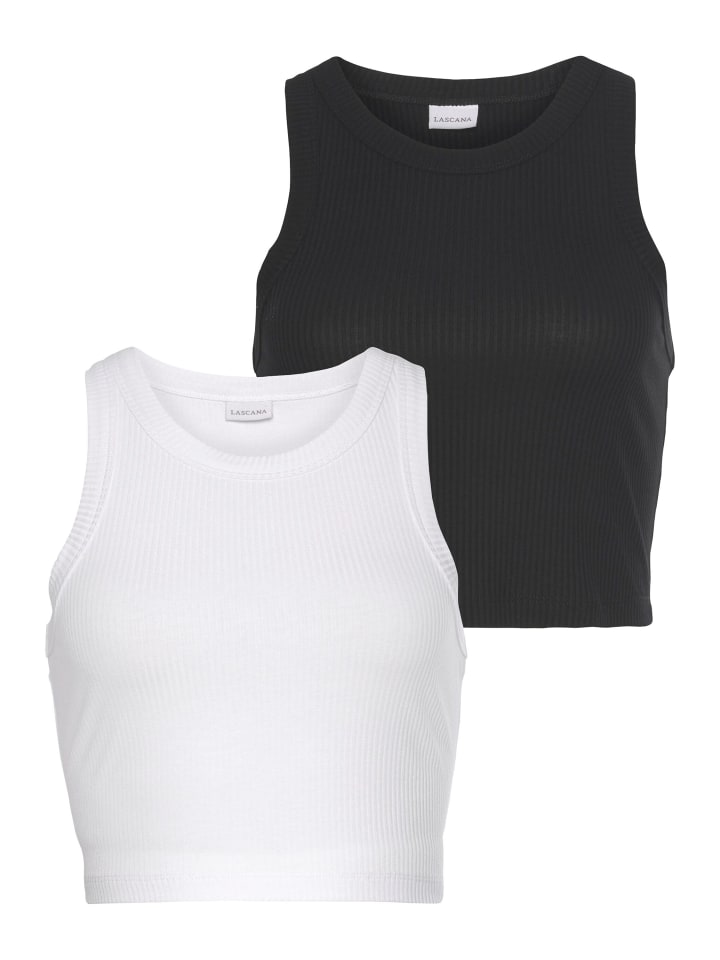 LASCANA Crop-Top in weiß   schwarz günstig kaufen
