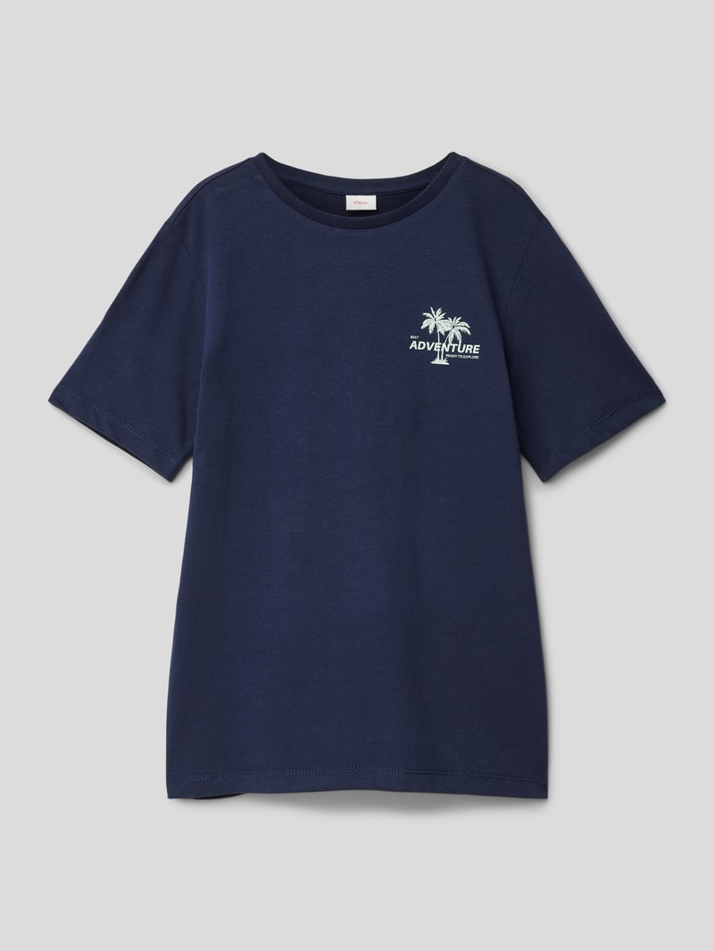 T-Shirt mit Statement-Print in marineblau