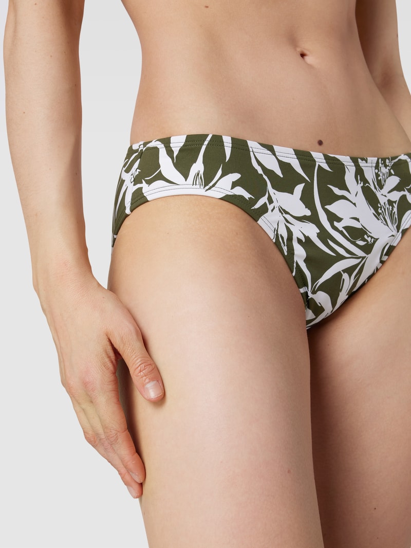 Bikini-Hose mit floralem Allover-Print Modell 'TROPIC' in khaki