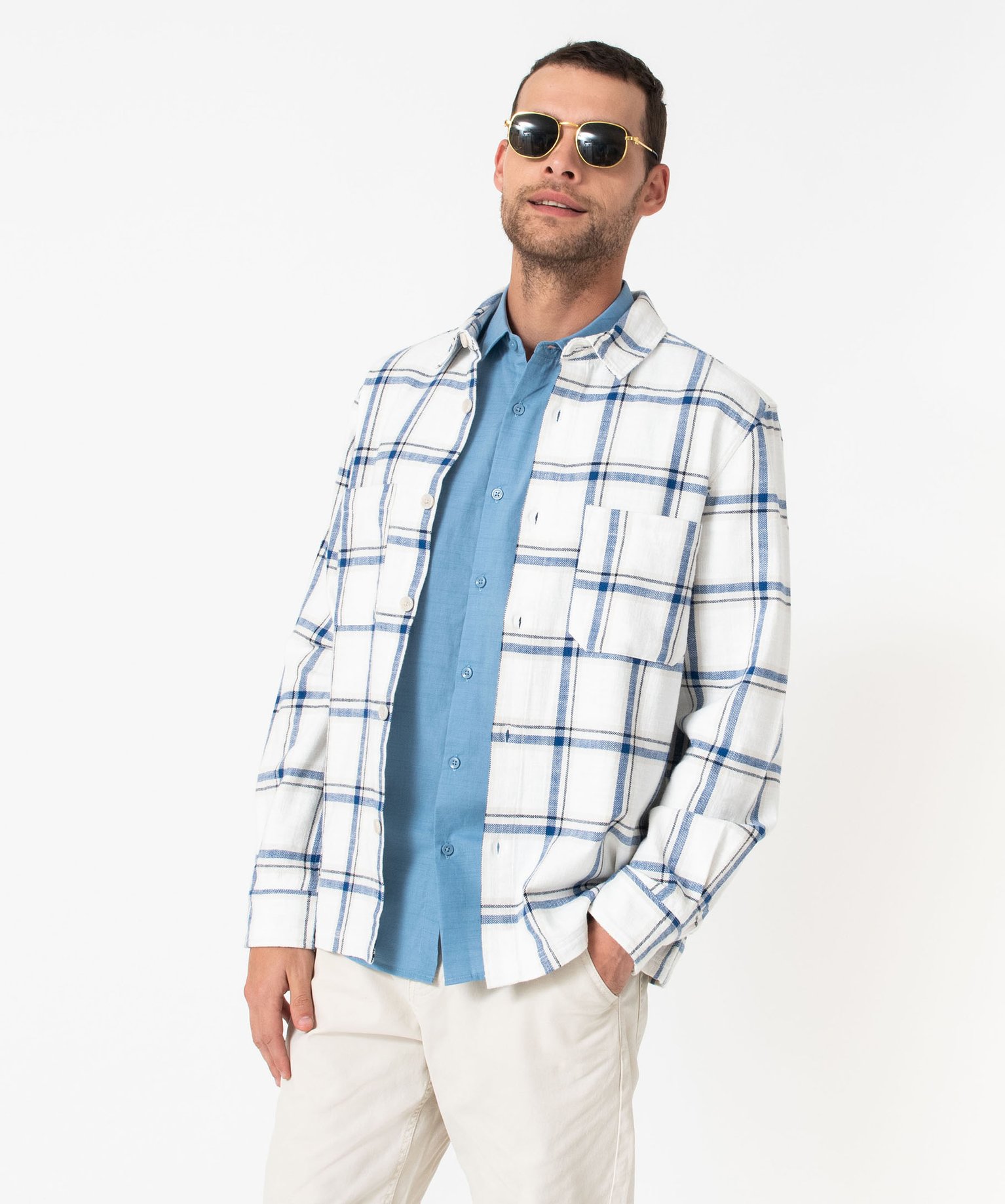 Surchemise à carreaux coupe droite homme carreaux | GEMO