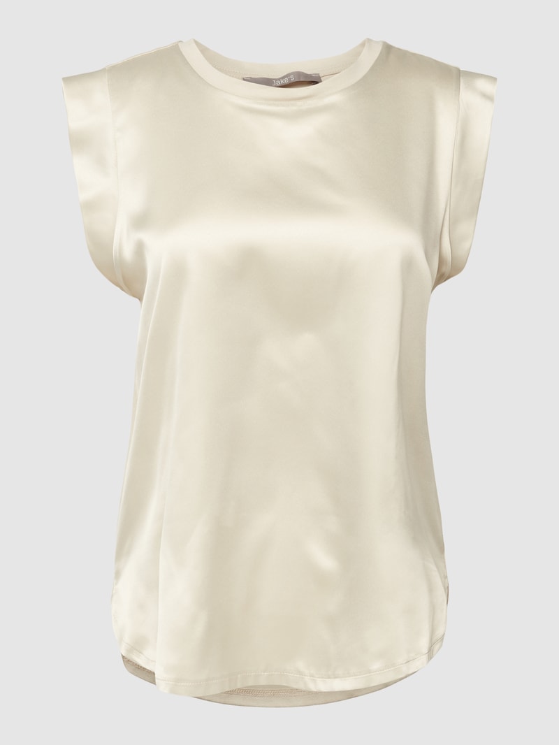 Blusenshirt mit Rundhalsausschnitt in ecru meliert