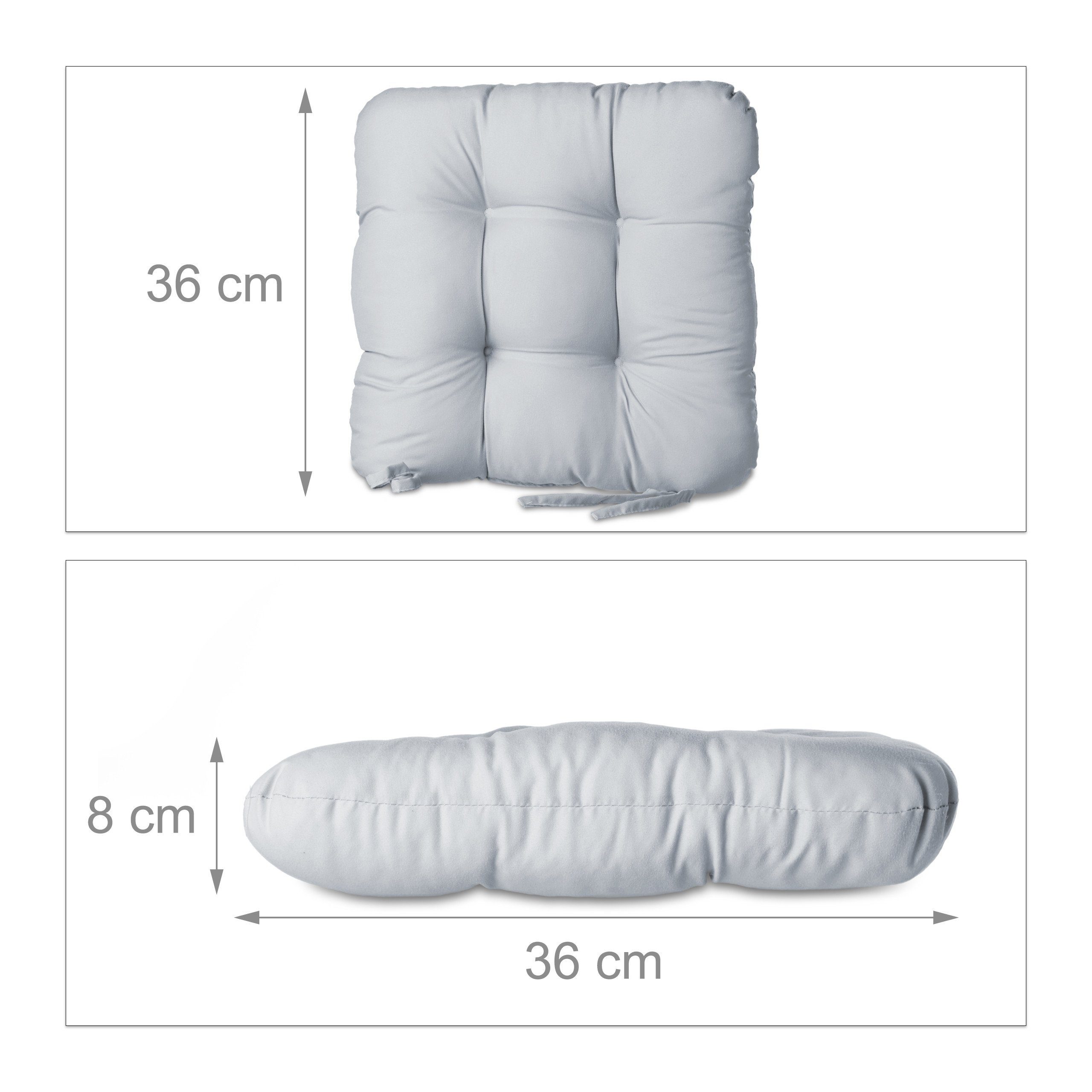 relaxdays Stuhlkissen Stuhlkissen 4er Set, Grau