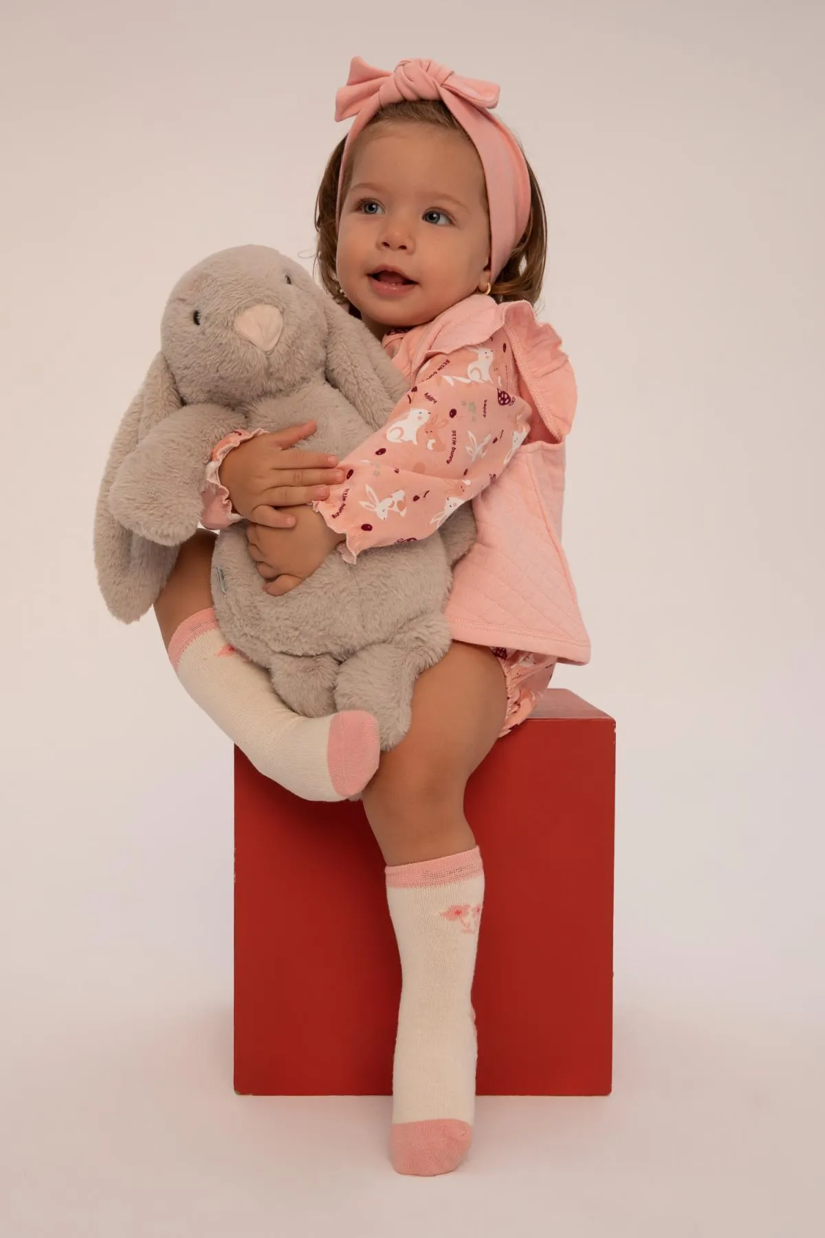 DeFacto  3-teiliges Set mit gemusterten Langarm-Körperwesten und Strumpfhosen mit Druckknopfverschluss für Babys