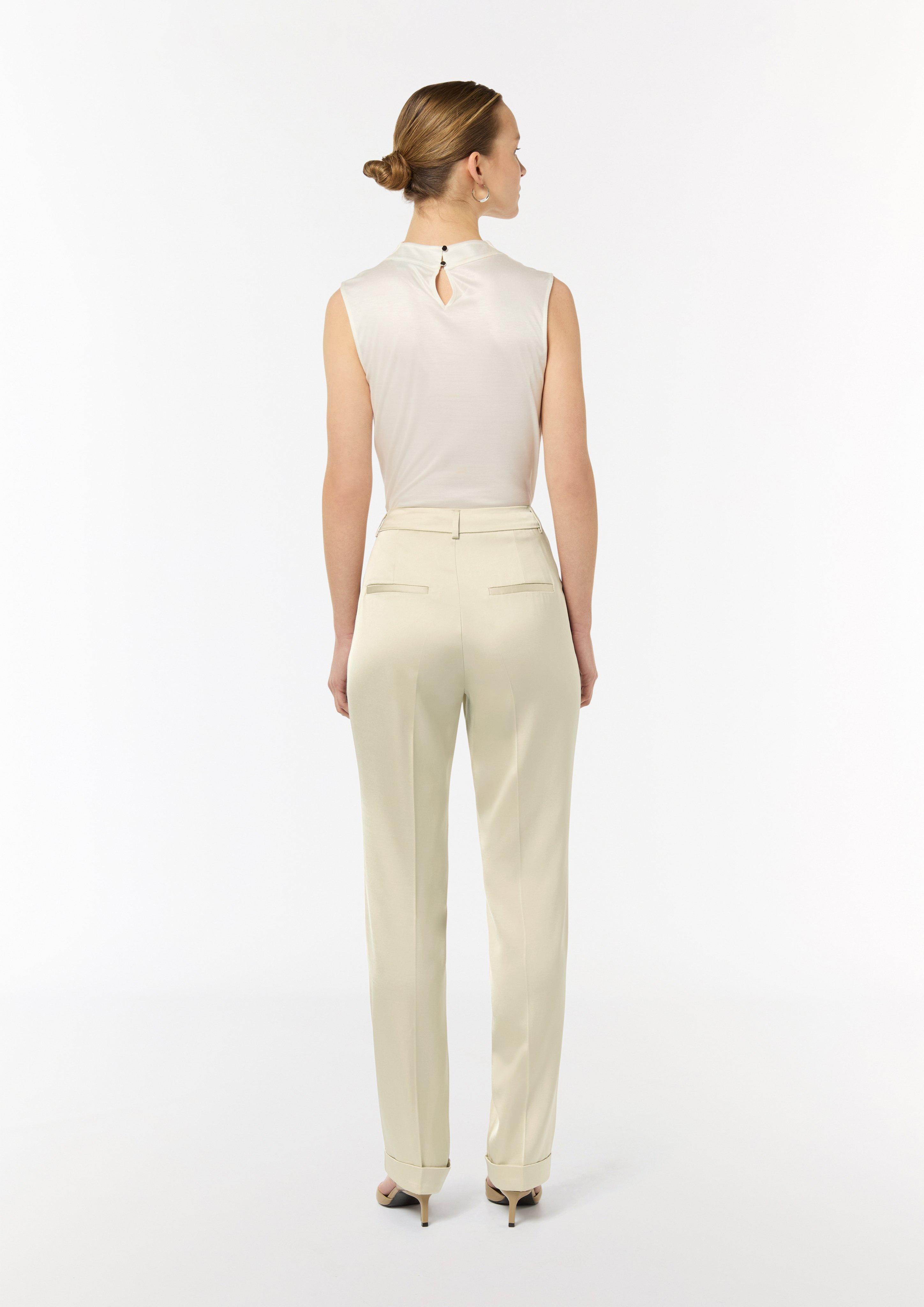 Regular: Satinhose mit geradem Bein - beige