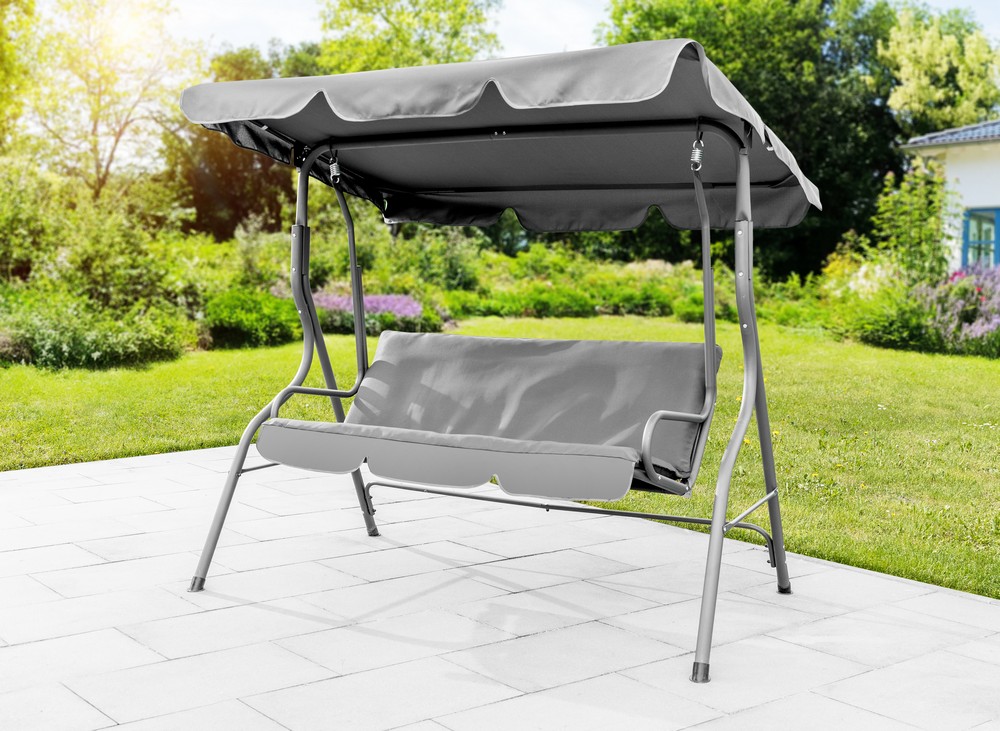 HC Home & Living Hollywoodschaukel mit verstellbaren Dach & Armlehne schwarz