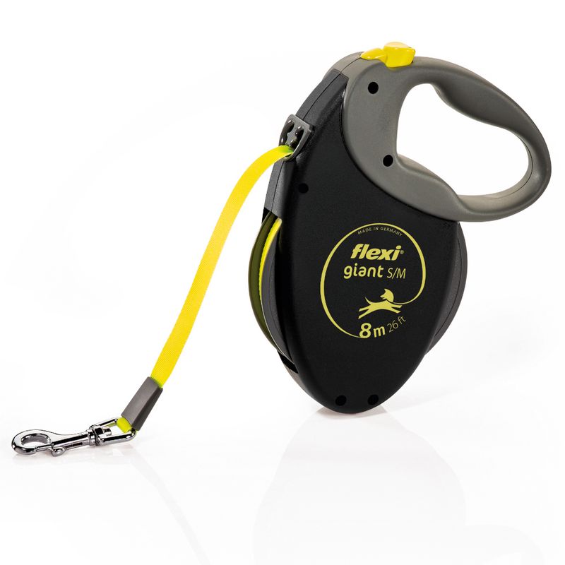flexi GIANT Gurt-Leine S/M - schwarz / neongelb, <25 kg | bitiba