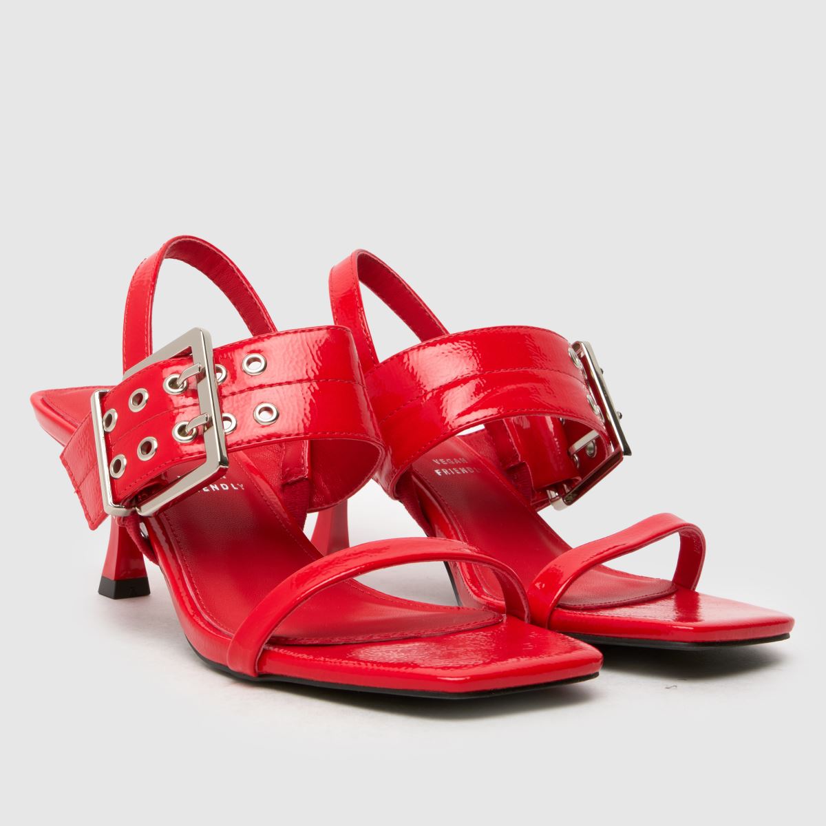 Schuh – Safia – Röda lågklackade skor med spänne och hardwear