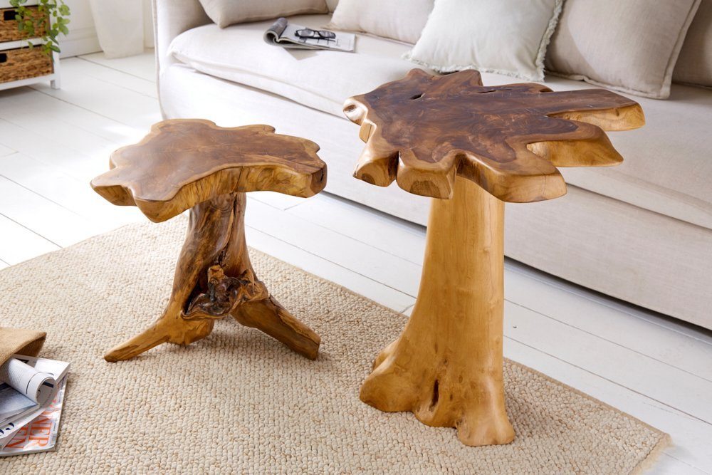 riess-ambiente Beistelltisch ROOT 40cm natur, Massivholz · Handarbeit · Nachttisch · Hocker · Teakholz