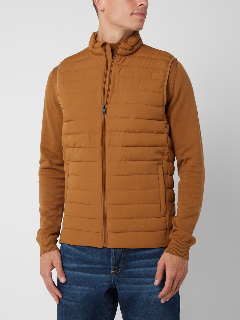 Steppweste mit Reißverschlusstaschen in camel