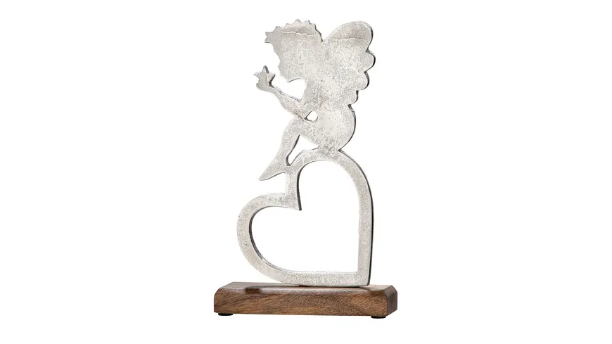 GILDE Aluminium Engel auf Herz H=30cm
