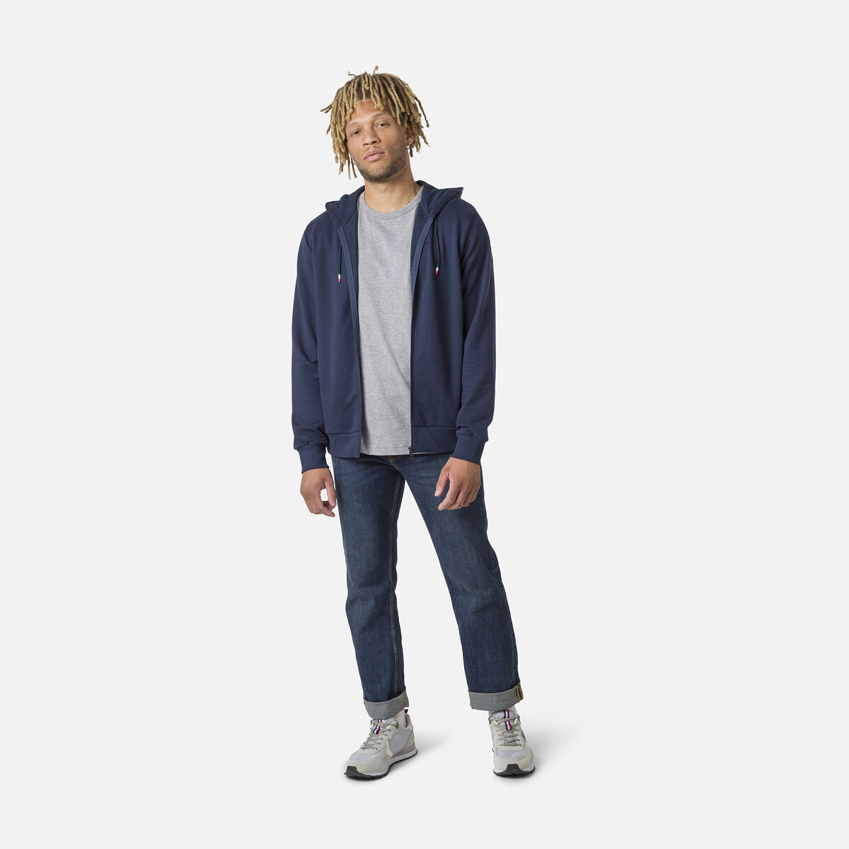 Herrensweatshirt mit Kapuze, Logo und durchgehendem Reißverschluss