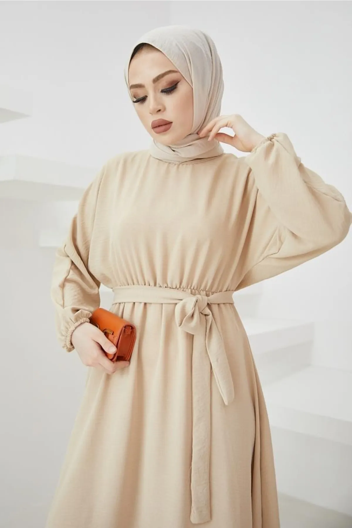 benguen  424-1aerobin Hijab-Kleid Stein