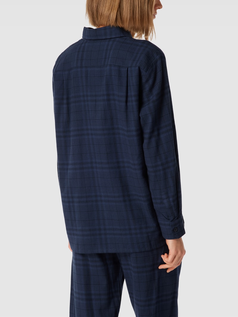 Pyjama-Oberteil mit Karomuster in marineblau
