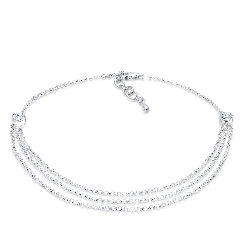 Elli Elli Bracelet de Cheville Femmes solitaire été avec cristaux en argent sterling 9 Bijoux