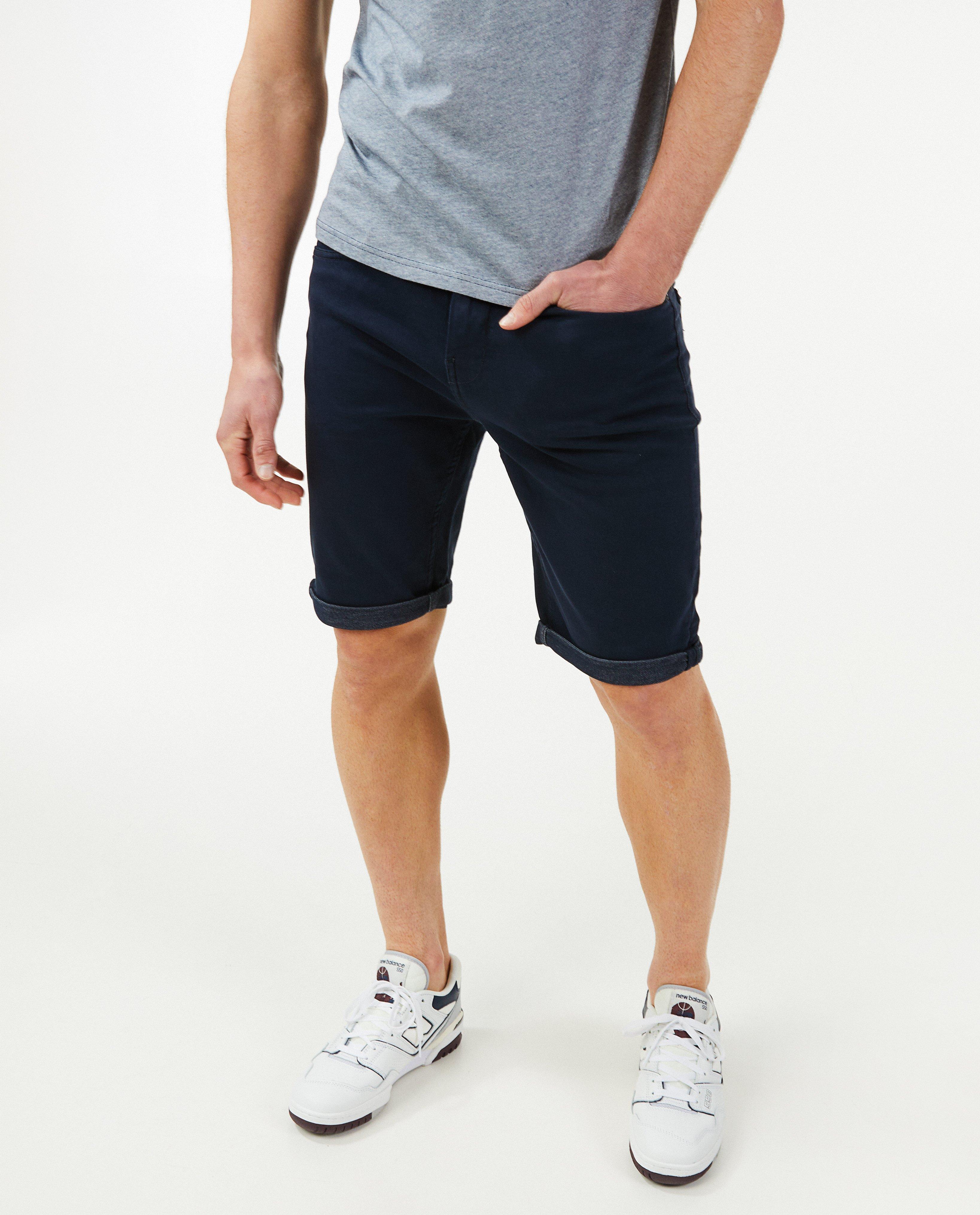 Pantaloni scurți de quarterback cu 5 buzunare, croială slim, albastru închis