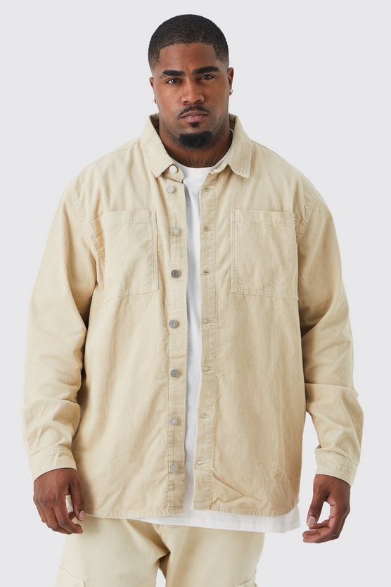 Plus Cargo-Overshirt aus Cord