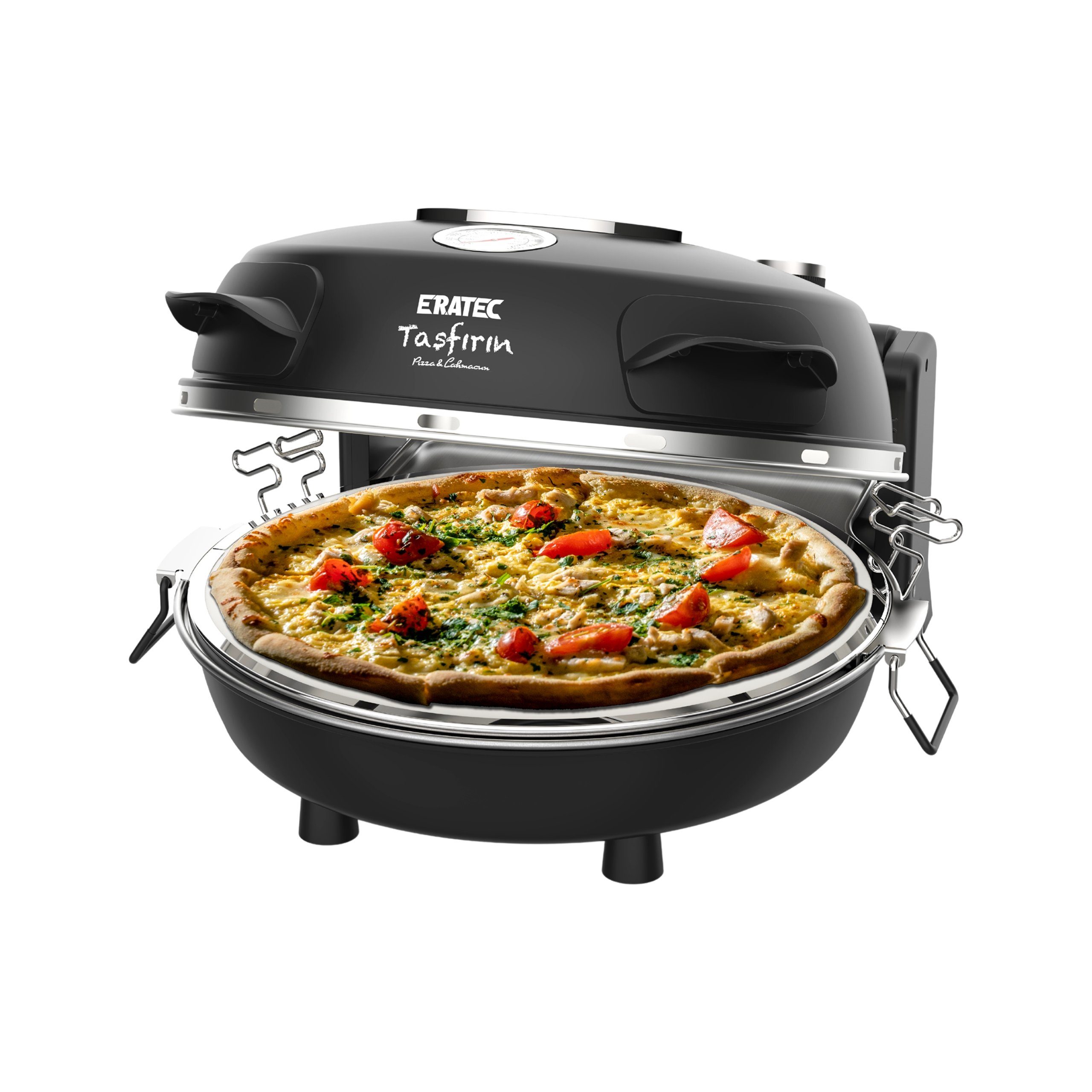 Eratec Minibackofen PM-27, Bis 400 Grad mit feuerfestem Naturstein/Pizza und Fladen uvm. in 3 Min
