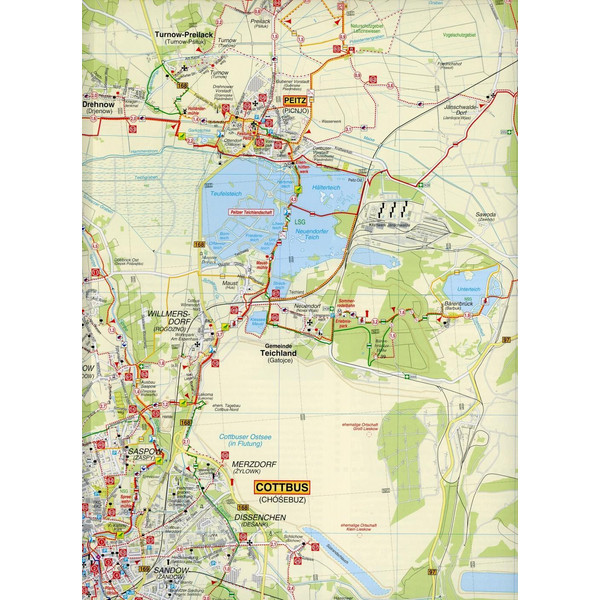 Cottbus, Spremberg, Forst, Peitzer Teiche und Umgebung 1 : 50 000. Radwander- und Wanderkarte - Wanderkarte