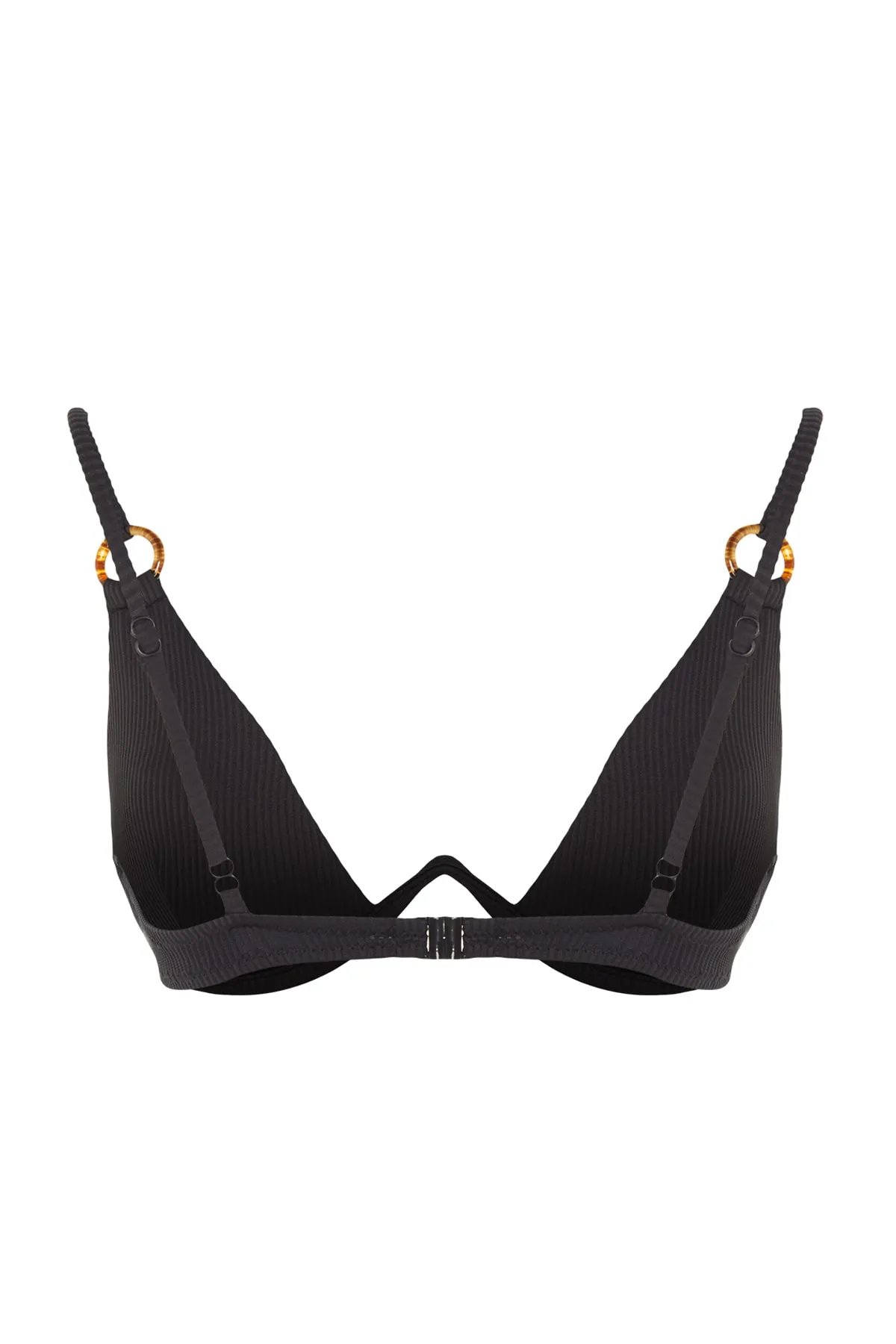 Trendyol Collection  Schwarzes Balconette-Bikinioberteil mit umgekehrtem V-Bügel und strukturiertem Bügel TBESS20BU0194
