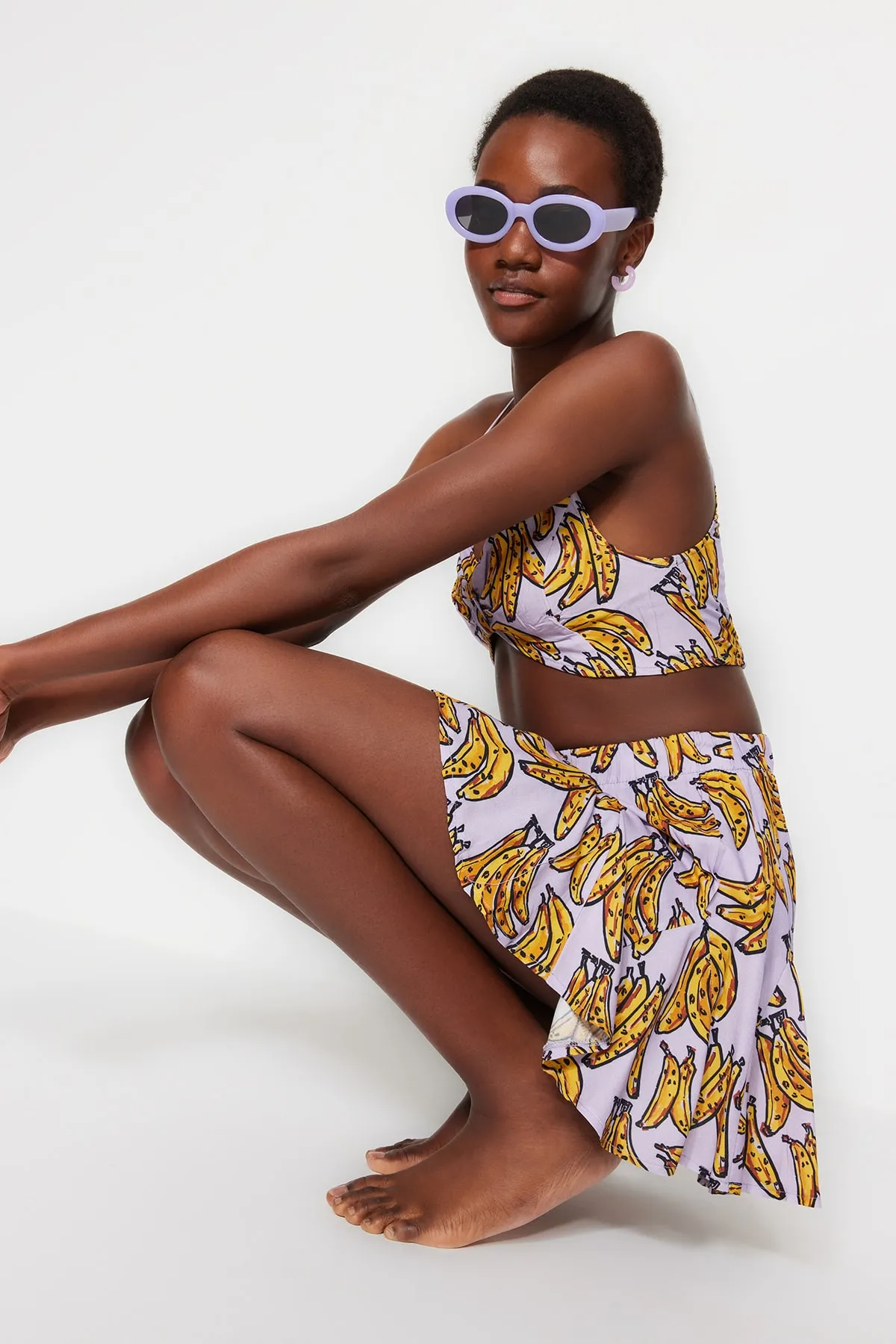 Trendyol Collection  Strandbluse-Strandrock-Set mit Fruchtmuster TBESS22AU0204