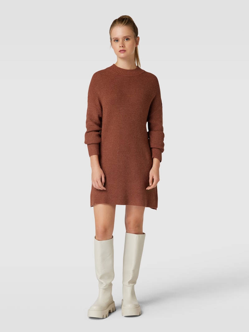 Strickkleid mit Turtleneck Modell 'KATIA' in mittelbraun