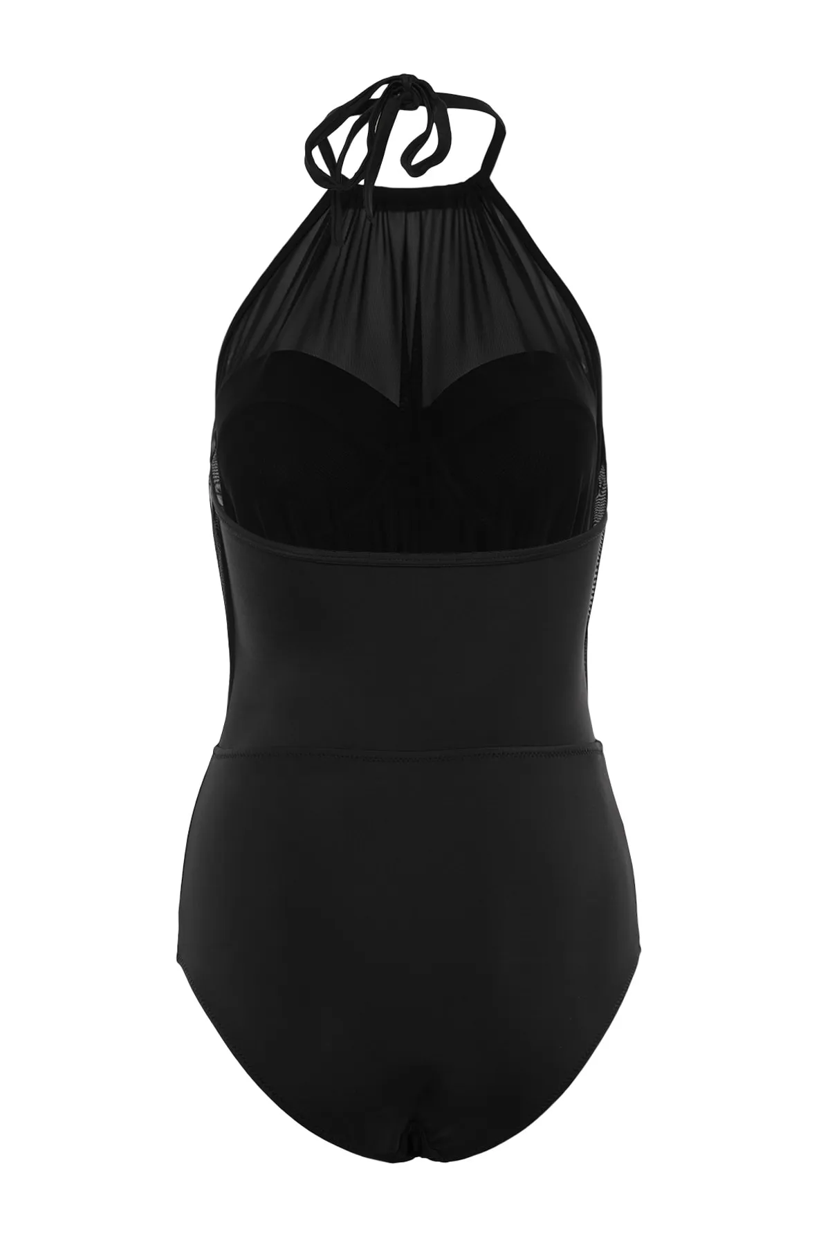 Trendyol Collection  Schwarzer Neckholder-Badeanzug mit Netzstoff und Details, normal, TBESS20MA0035