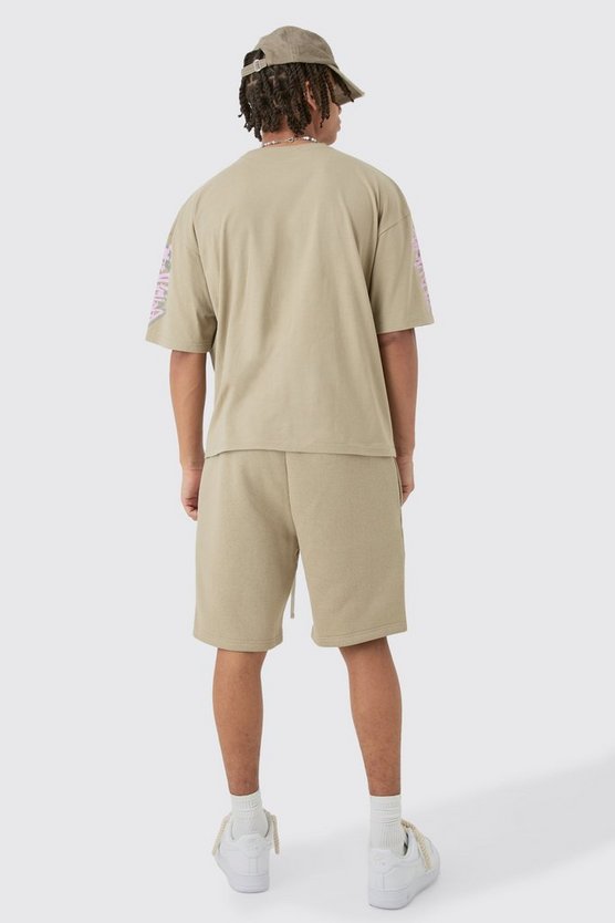 Lockere Jersey-Shorts mit Graffiti-Print