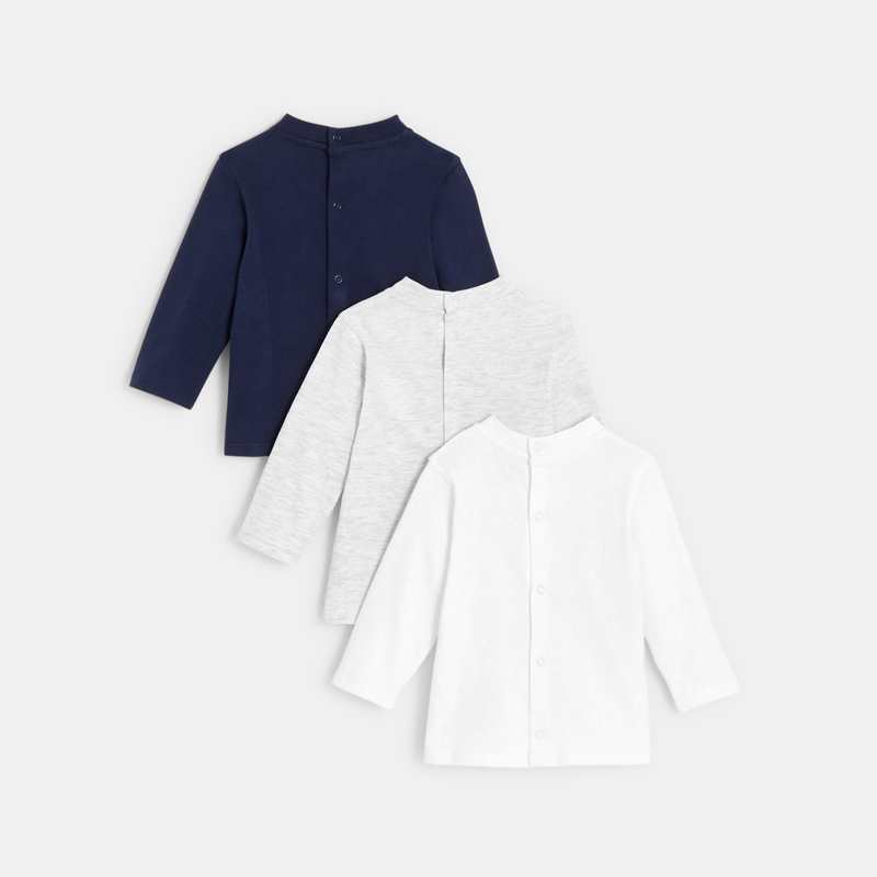 T-shirt uni (lot de 3) bleu bébé garçon