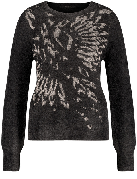 Flausch-Pullover mit Lurex-Jacquardmuster