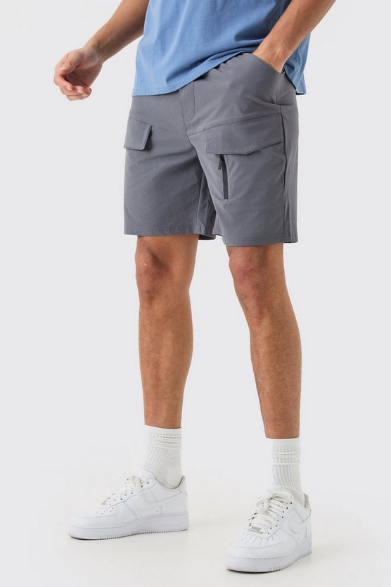 Lockere elastische Lightweight Stretch Cargohose mit Reißverschluss