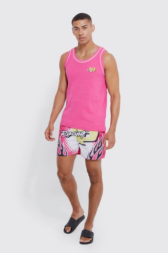 Geripptes Tanktop & Badehose