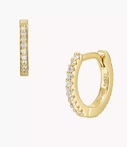 Fossil Creolen-Ohrringe Ellis Pavé Glitz Sterlingsilber goldfarben