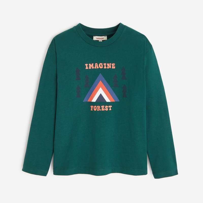 T-shirt vert garçon en coton Catimini