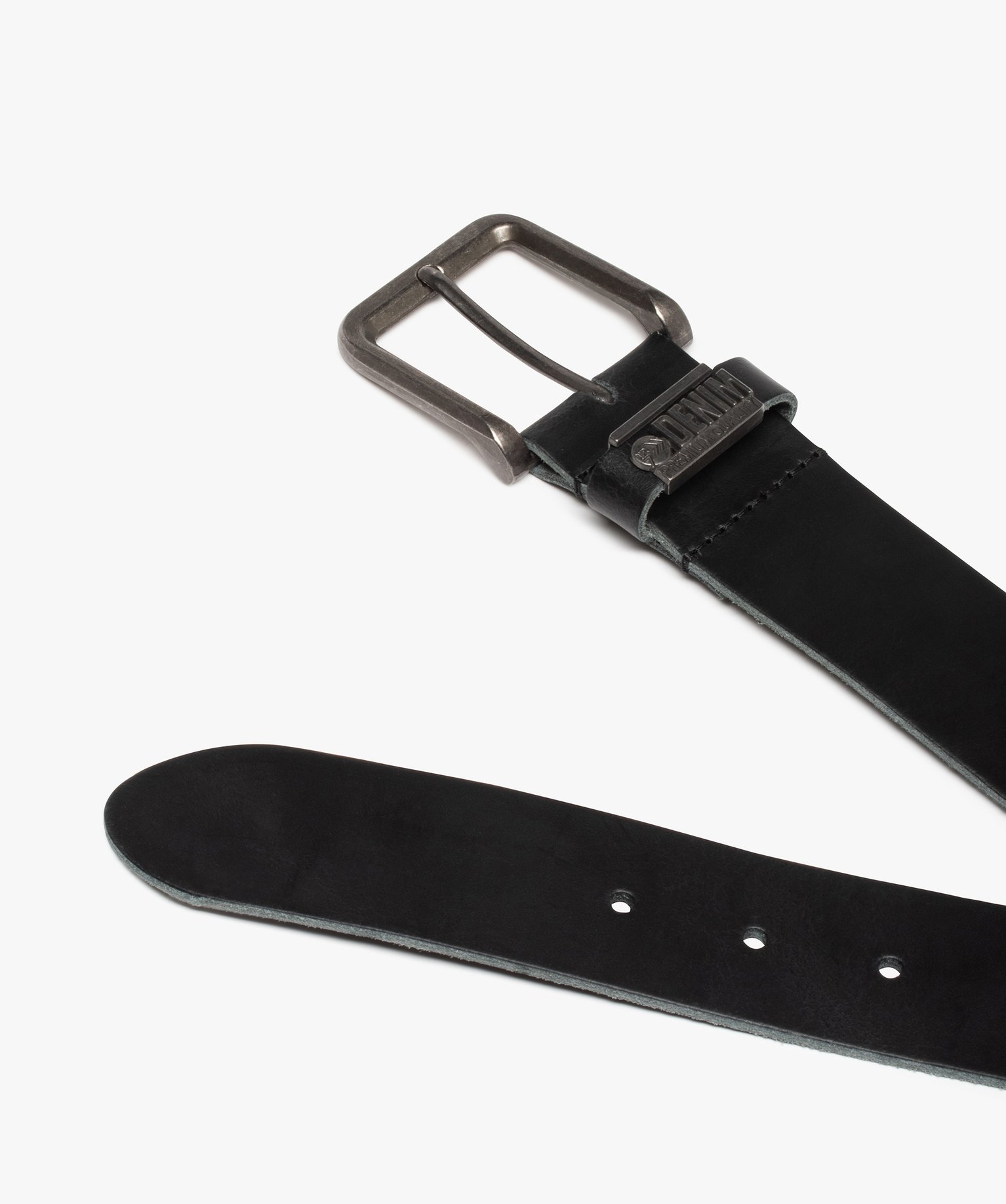 Ceinture homme mate à grosse boucle en métal vieilli noir | GEMO