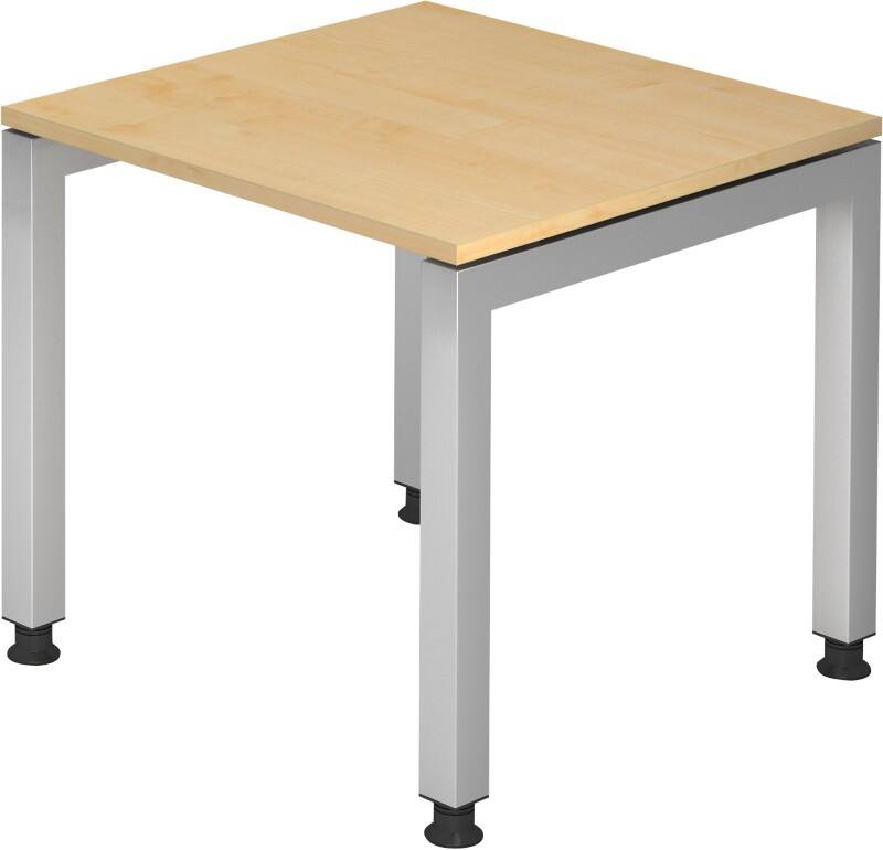 Hammerbacher J Serie Höhenverstellbarer Schreibtisch Rechteckig Ahorn Holz Silber 4 Füße 800 x 680 mm