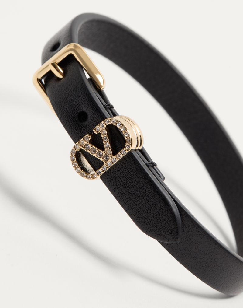 Pulseira Valentino Ovalette em couro e cristais Swarovski®