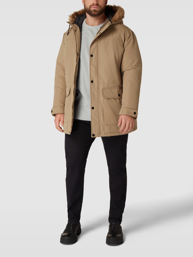PLUS SIZE Parka mit Kunstfellbesatz in sand
