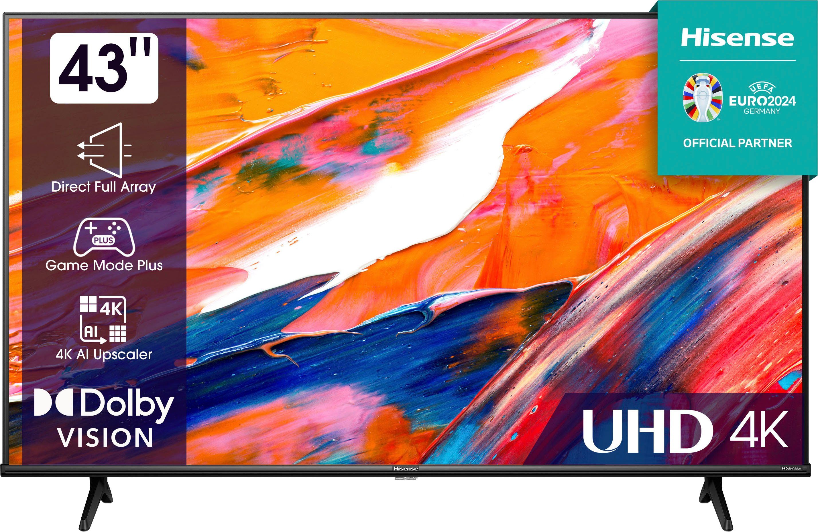 Hisense 43E61KT LED-Fernseher (108 cm/43 Zoll, 4K Ultra HD, Smart-TV, Smart-TV, Dolby Vision, Triple Tuner DVB-C/S/S2/T/T2)