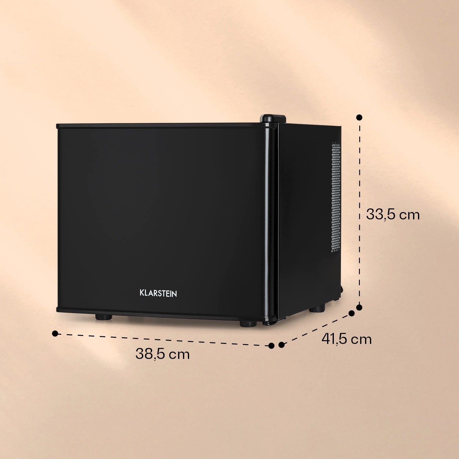 Klarstein Table Top Kühlschrank HEA6-CoolHide-Blk 10035730A, 47.5 cm hoch, 42 cm breit, Hausbar Minikühlschrank ohne Gefrierfach klein Kühlschrank Getränke