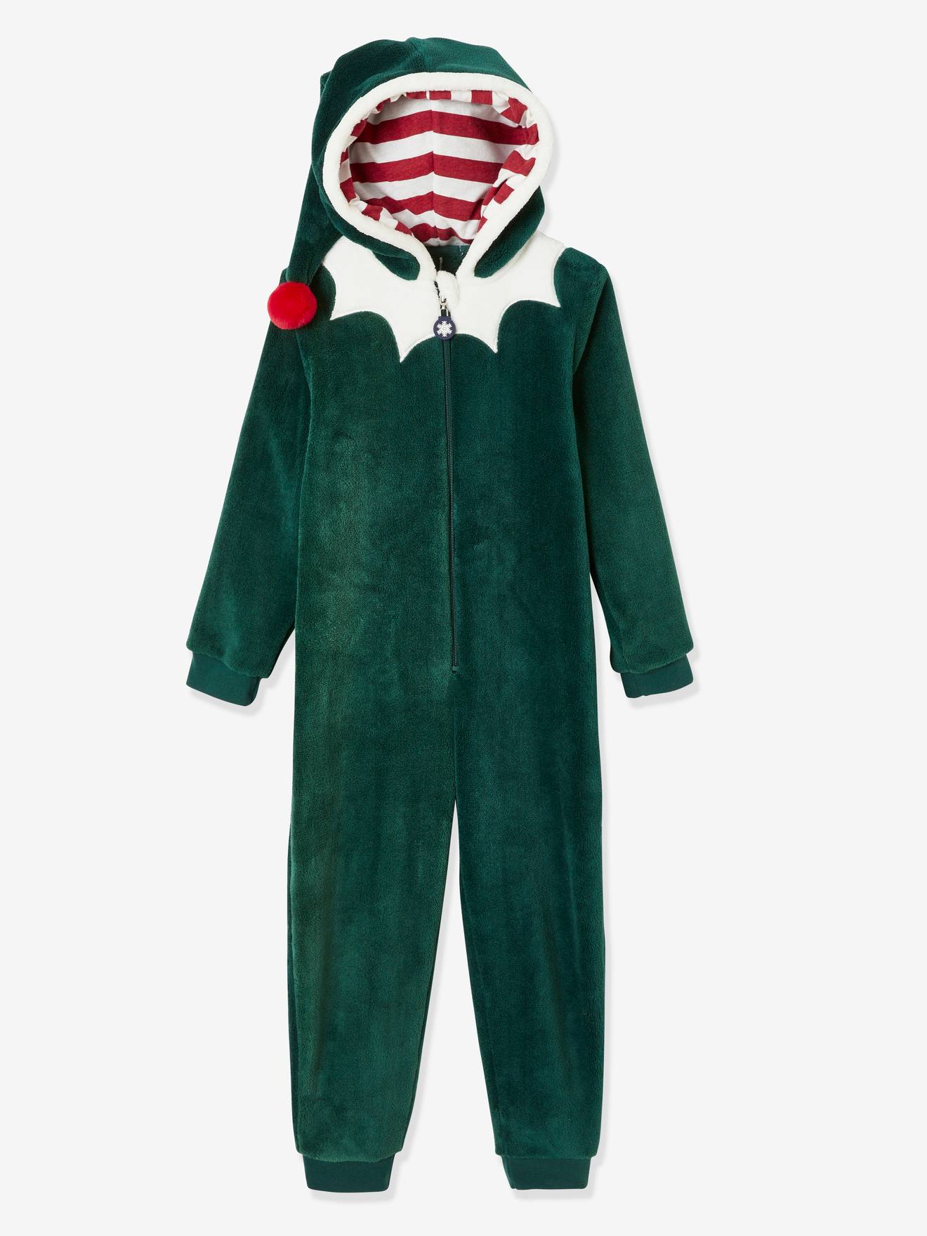 Vertbaudet Jungen Plüsch-Overall, Onesie WICHTEL - grün