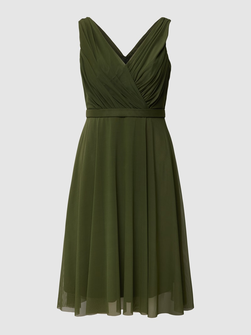 Cocktailkleid in Wickel-Optik in olivgrün