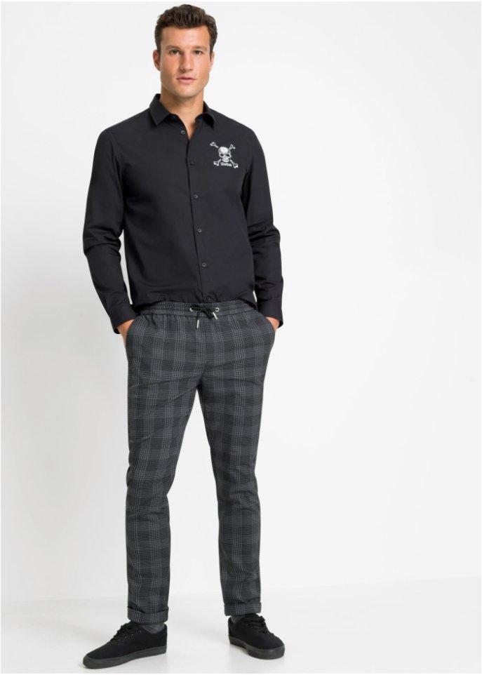 Slim Fit Stretch-Schlupfhose in verkürzter Länge, Tapered