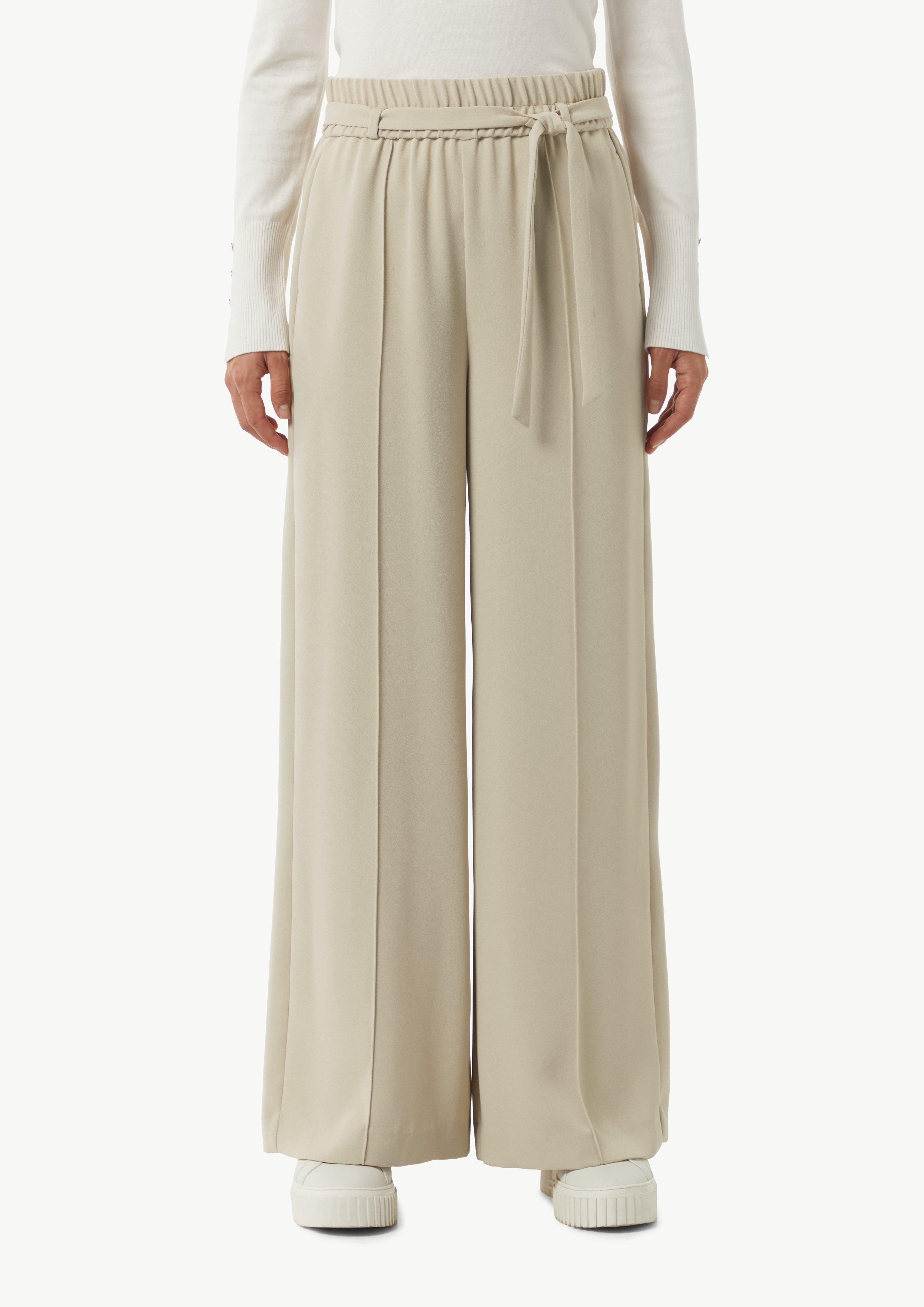 Schlupfhose mit High Rise und weitem Bein - beige