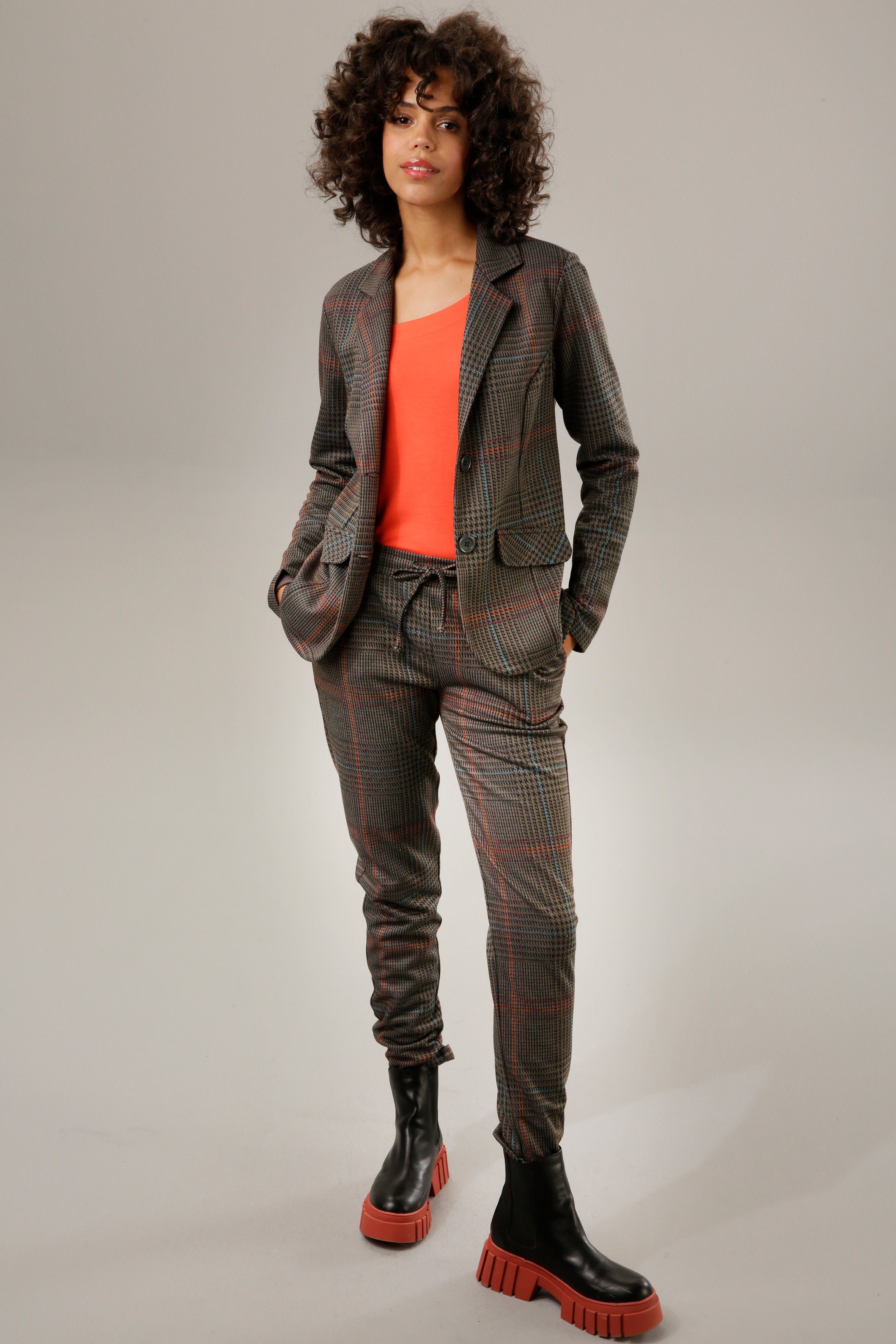 Aniston CASUAL Sweatblazer im dezentem Karo-Dessin