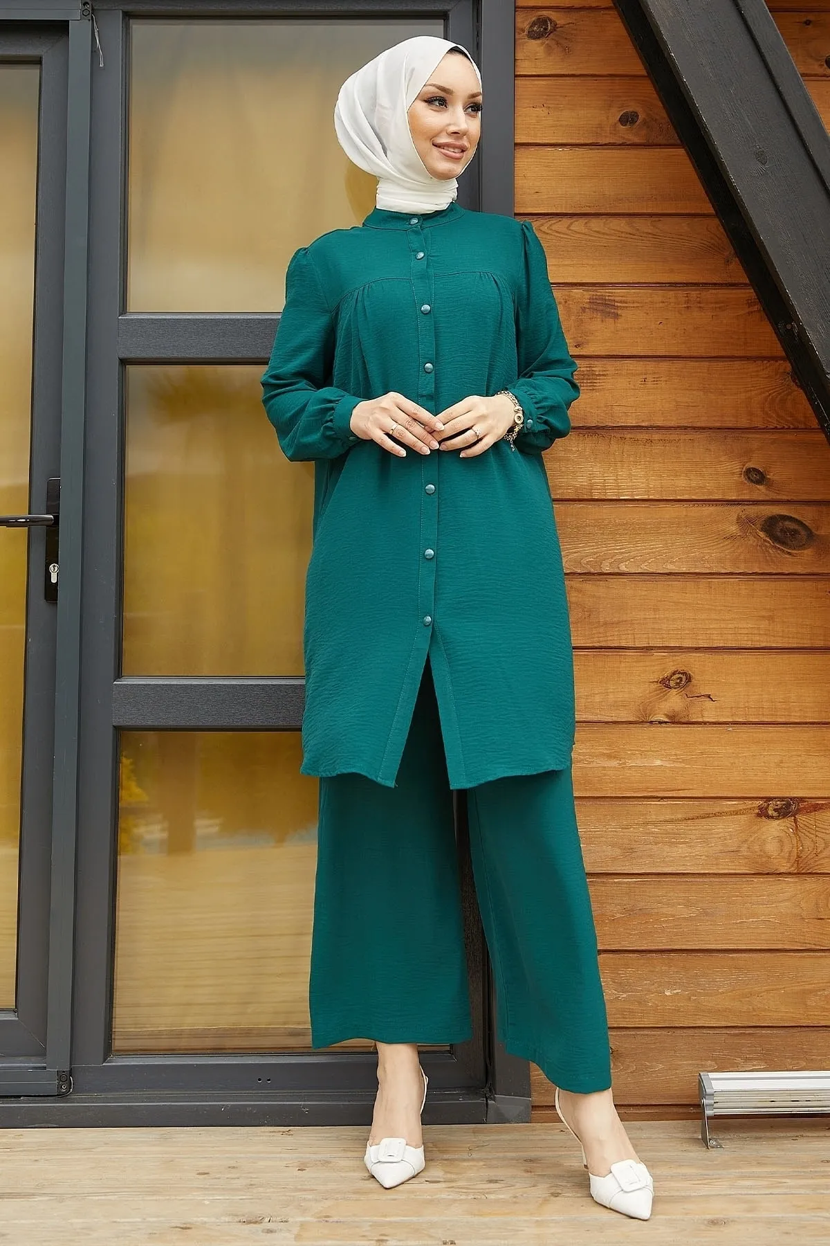 InStyle  Arfa Ayrobin Casual Set mit Knöpfen - Petrolgrün