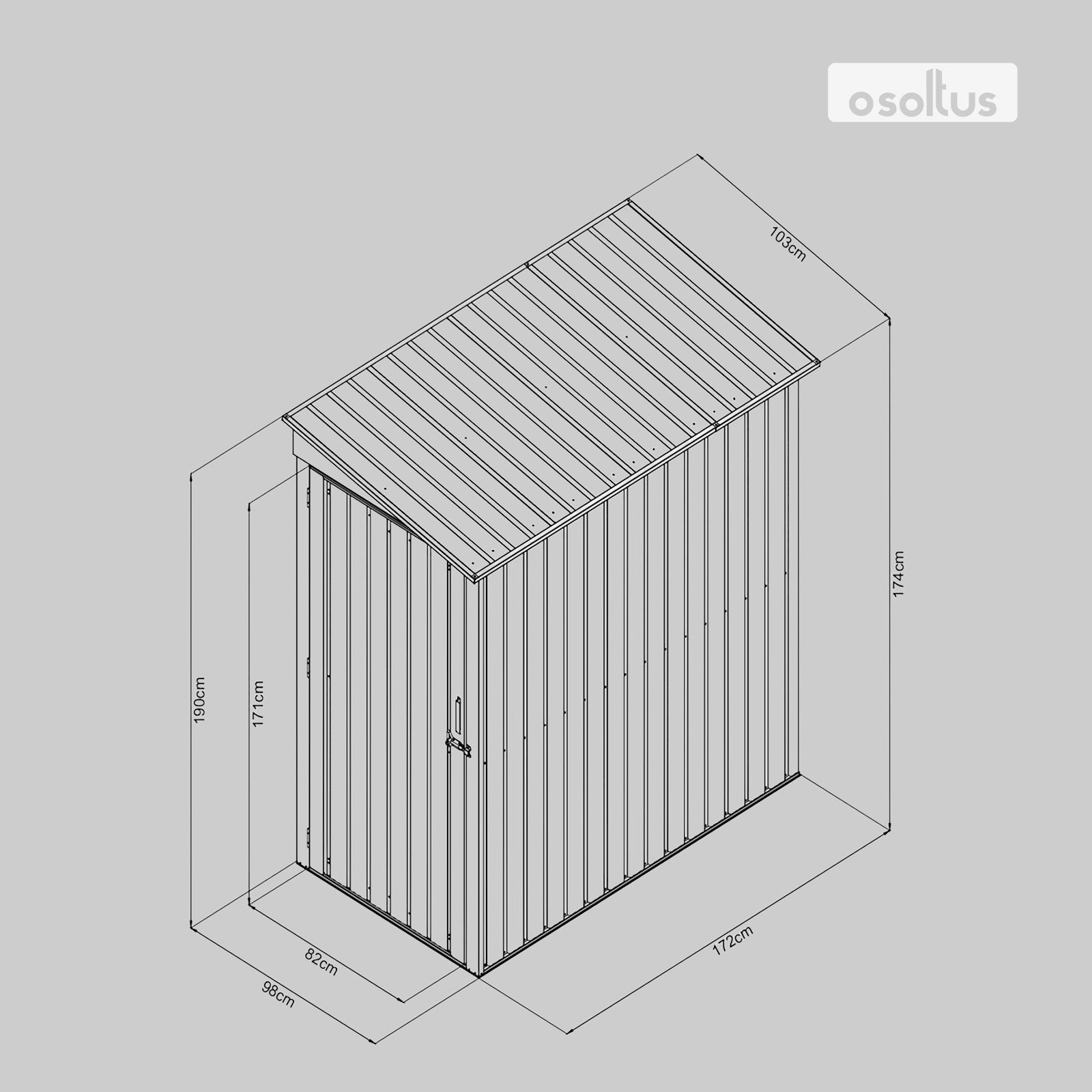 osoltus Vordach osoltus Metall Gerätehaus Fahrradgarage Geräteschuppen 2m²
